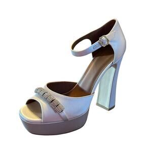 Malone Souliers Yurkia Crystal Platform Sandals Block Heel Open Toe NEW EU 40